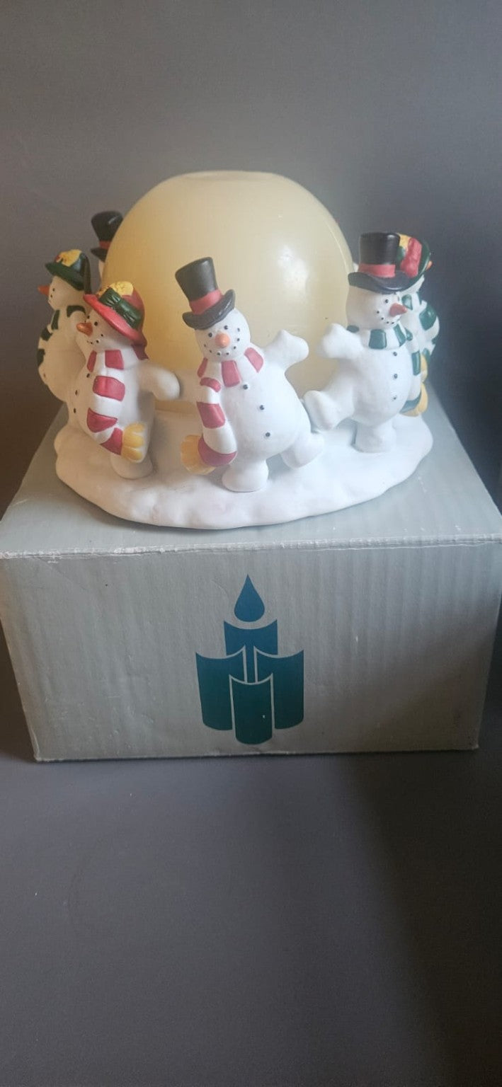 Snowmen Christmas Candle Holder Centrepiece – New in Box