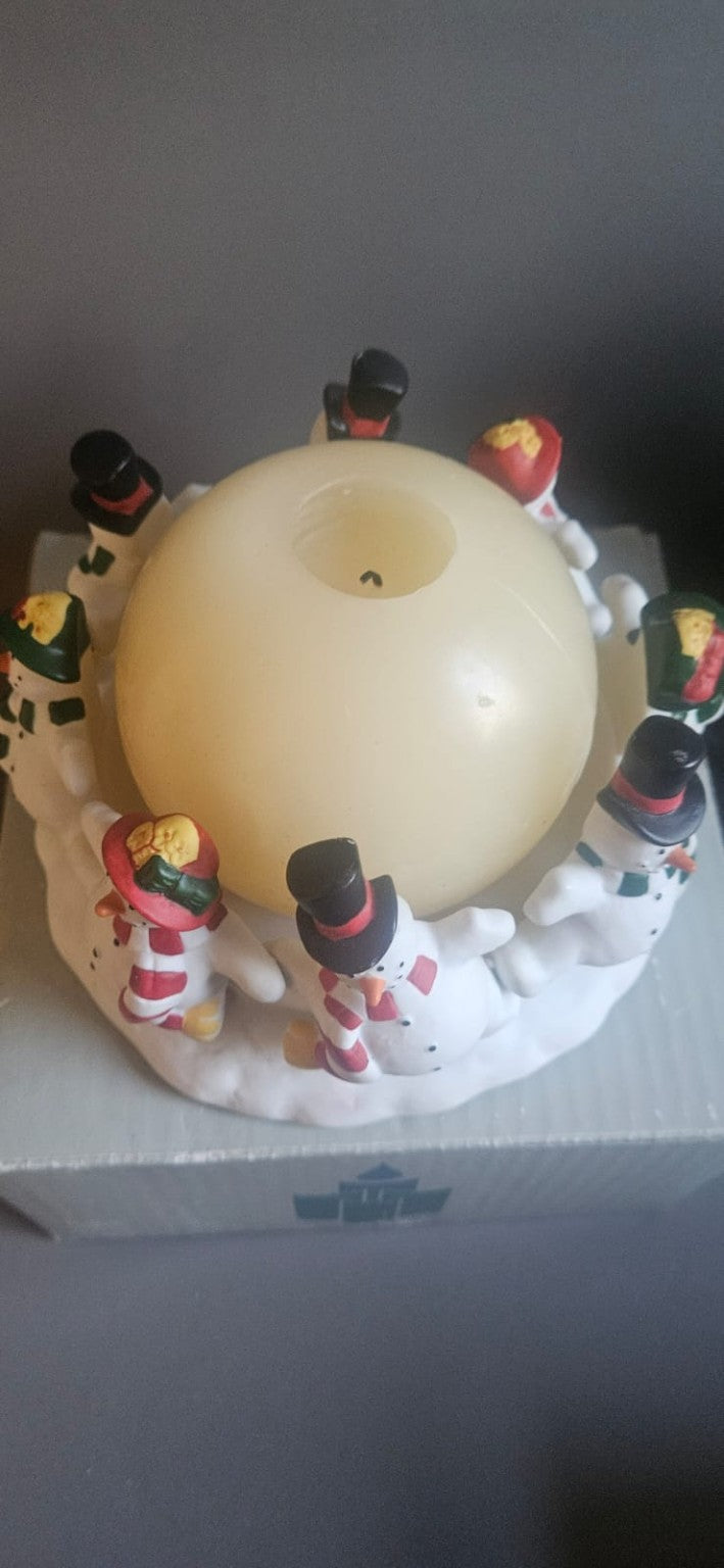 Snowmen Christmas Candle Holder Centrepiece – New in Box