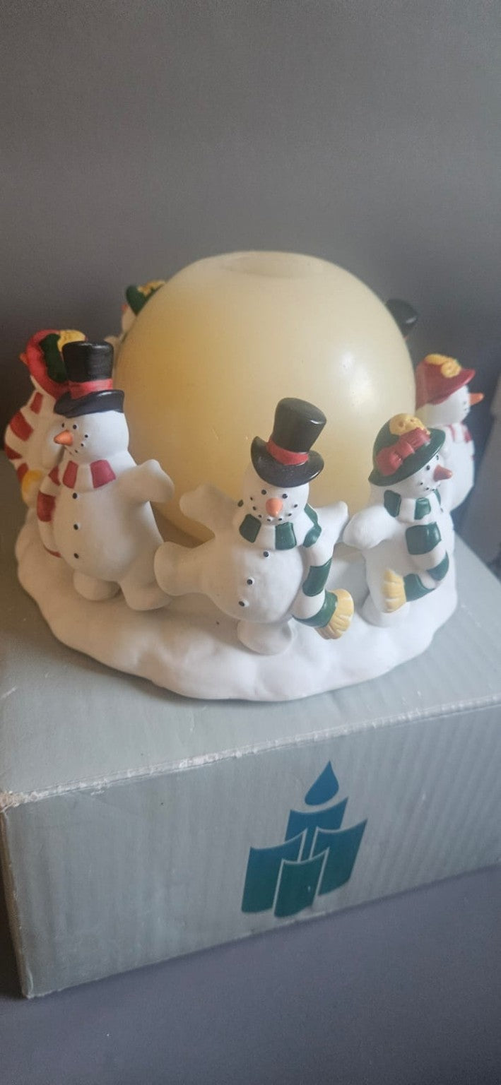 Snowmen Christmas Candle Holder Centrepiece – New in Box