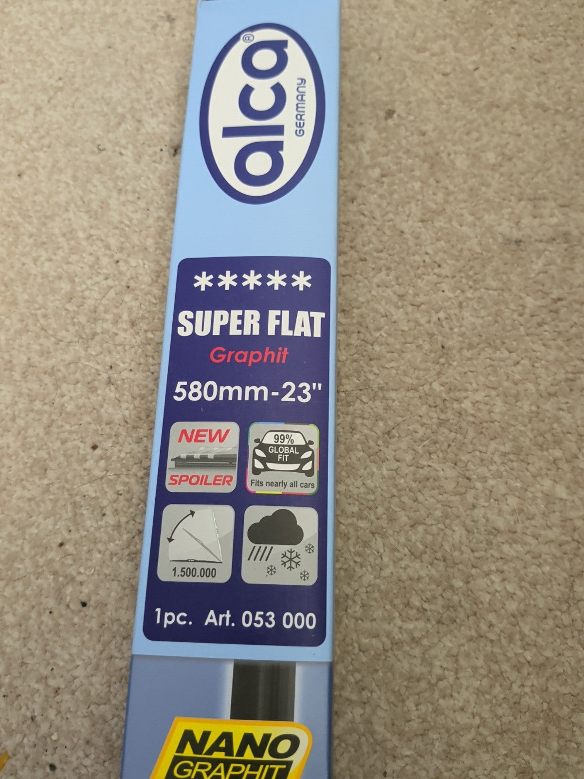Alca Super Flat Graphit 580mm 23 inch wiper blade front label