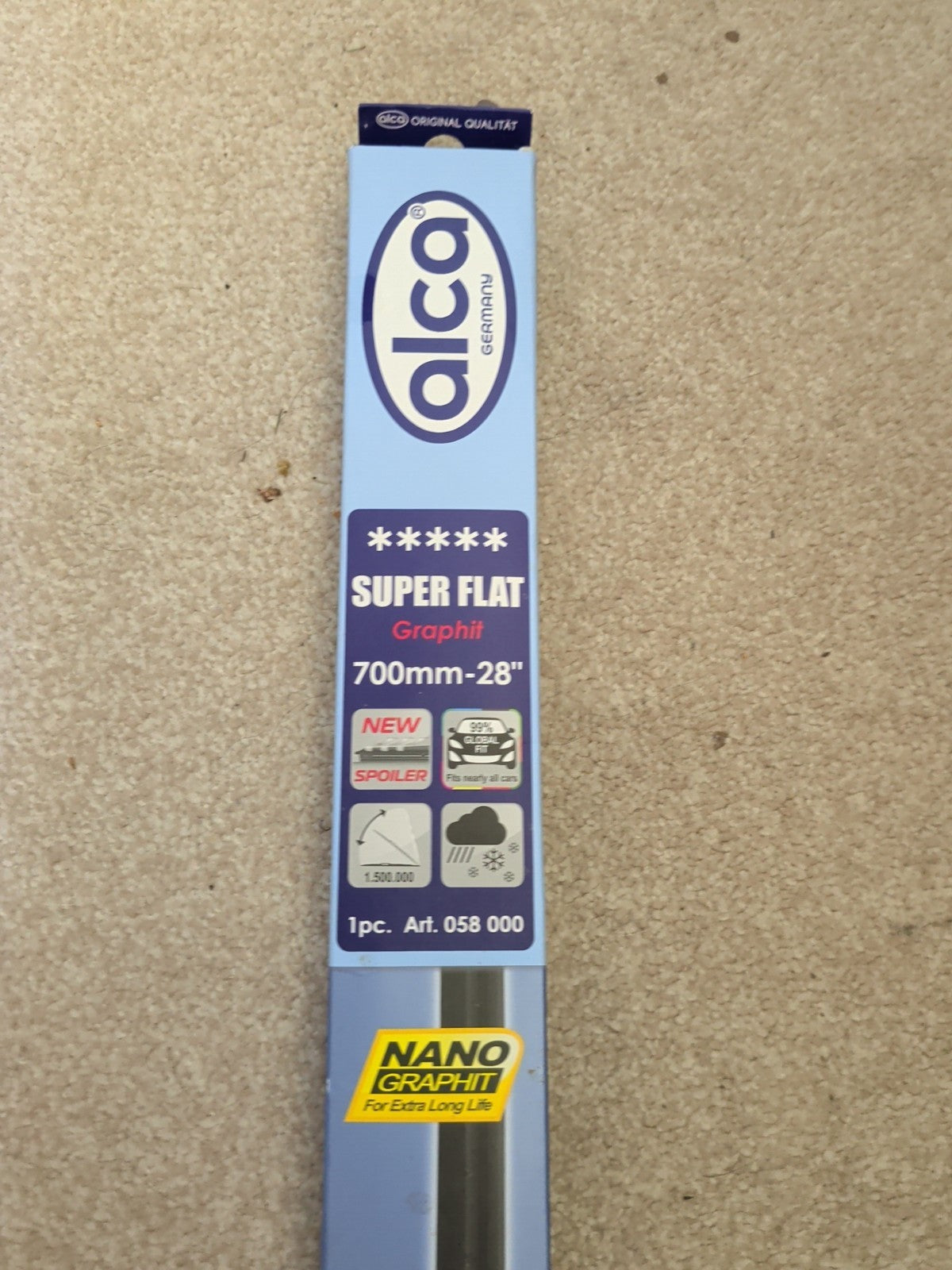 Alca Super Flat Graphit 700mm 28 inch wiper blade front label