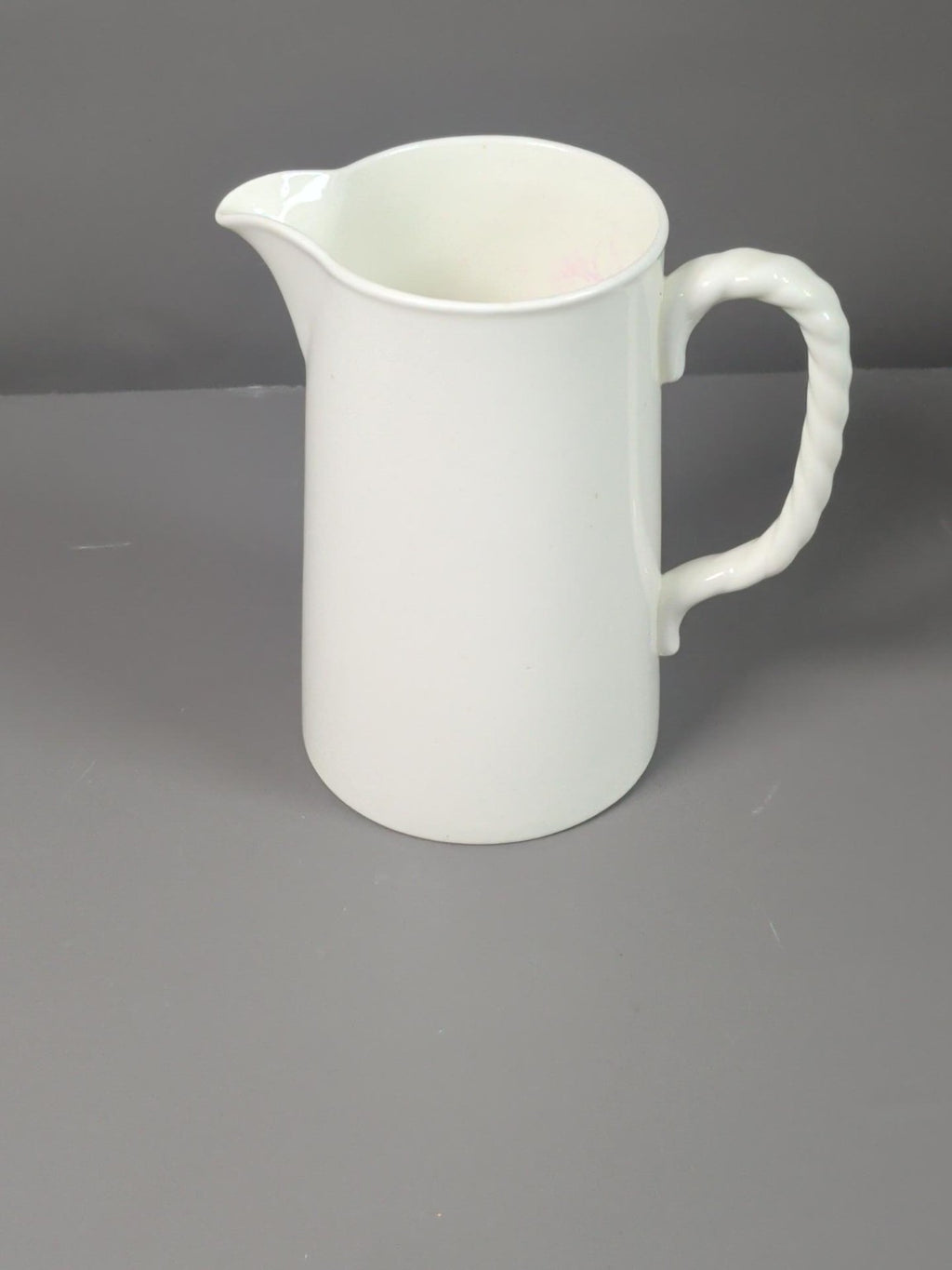 Aynsley England white china jug with twisted handle