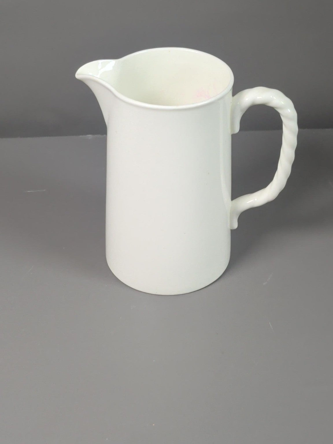 Aynsley England white china jug with twisted handle