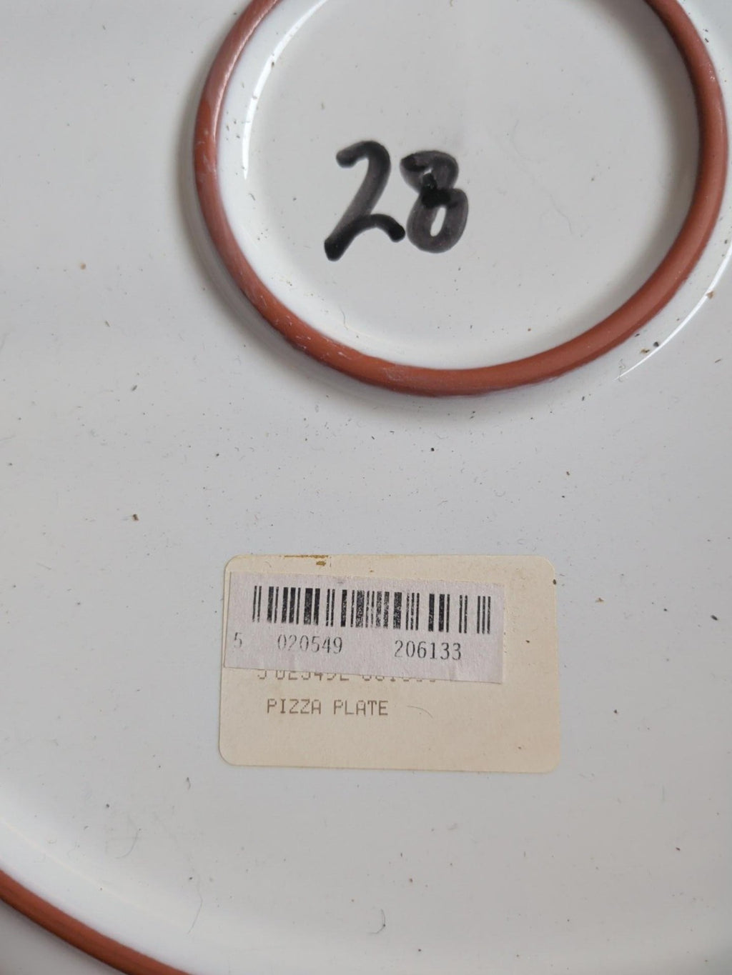 Original pizza plate label on vintage Belina serving platter