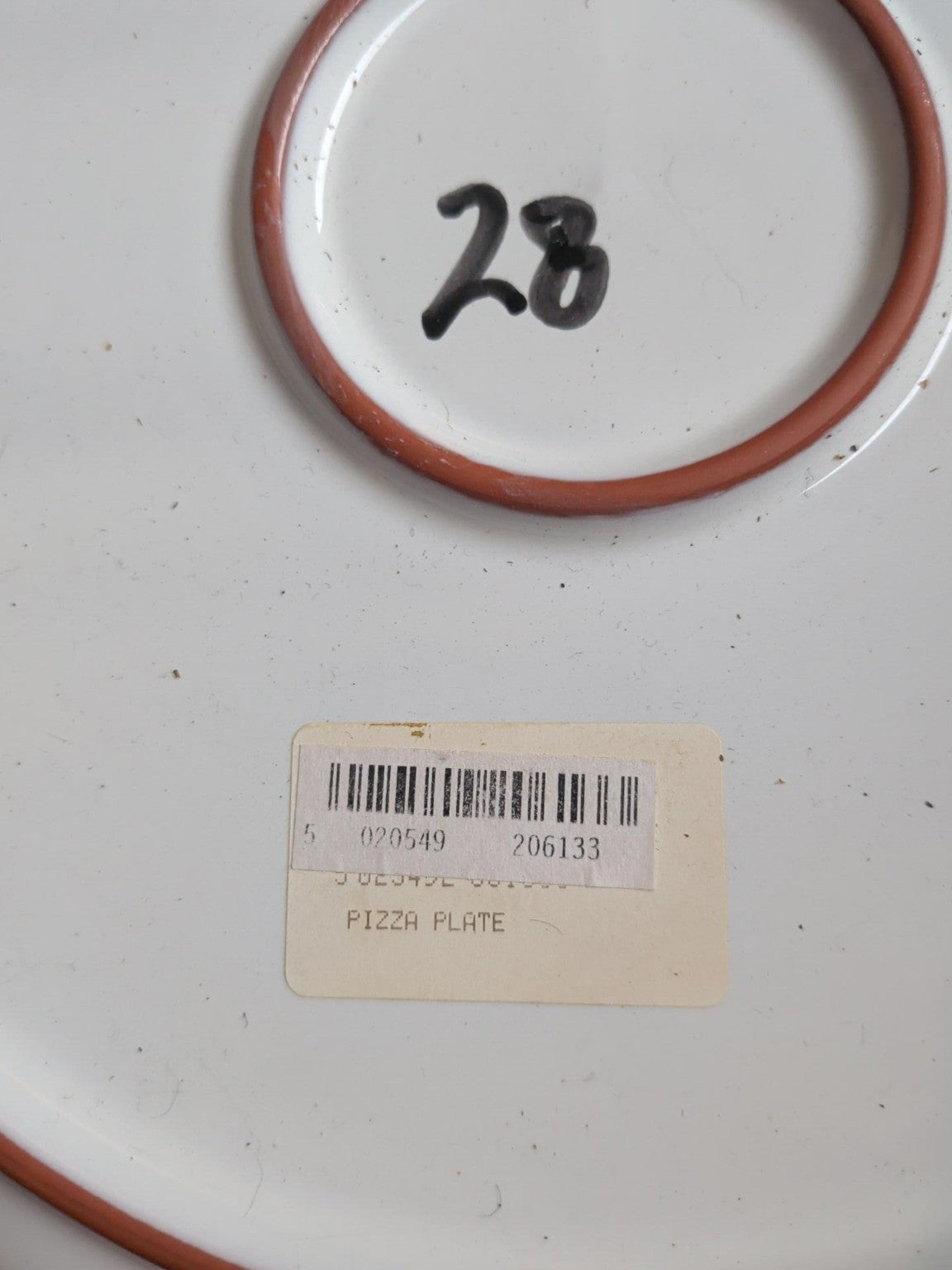 Original pizza plate label on vintage Belina serving platter