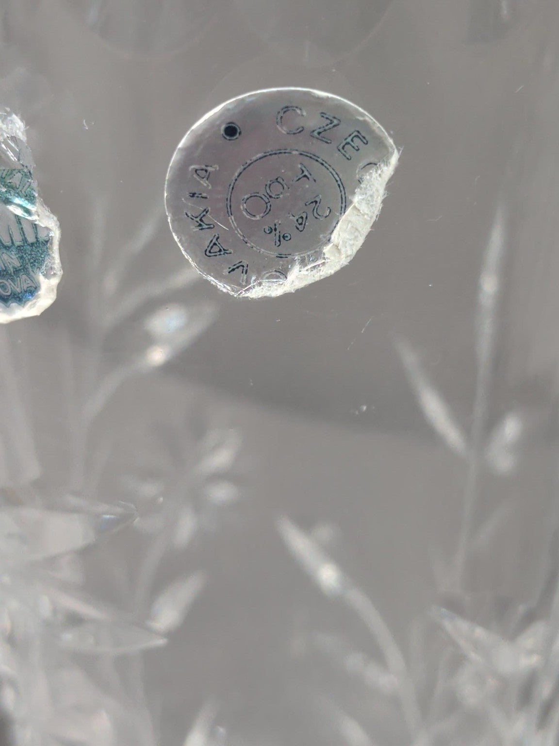 25 percent PbO Czechoslovakia crystal label