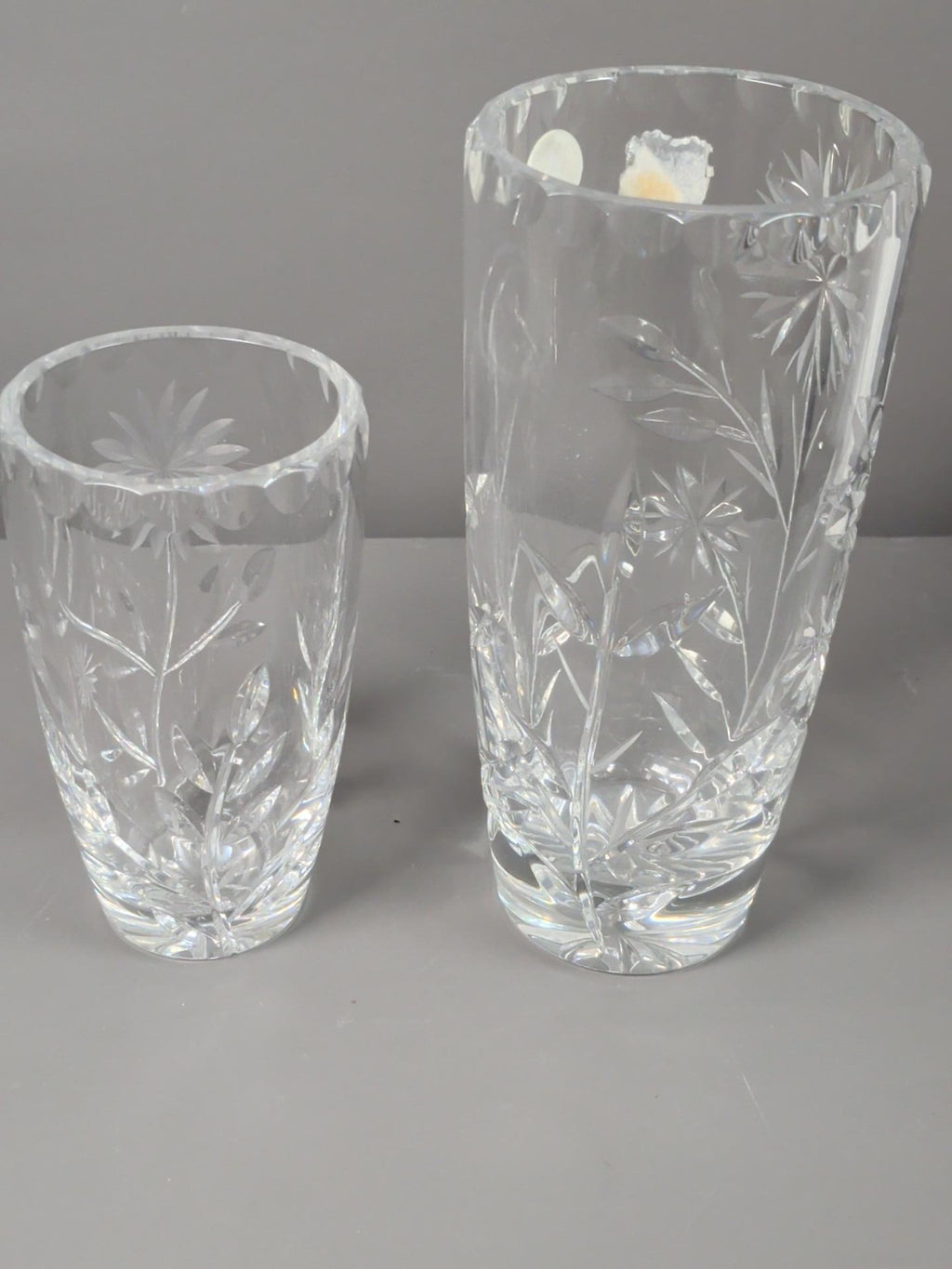 Pair of vintage Bohemia style cut crystal His and Hers glasses