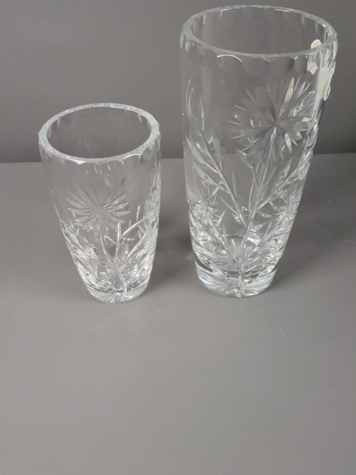 Large and small cut crystal drinking glasses