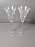 Pair of vintage cut crystal champagne flutes