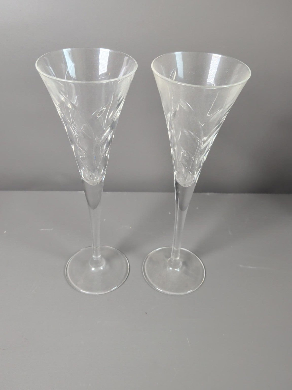 Pair of vintage cut crystal champagne flutes