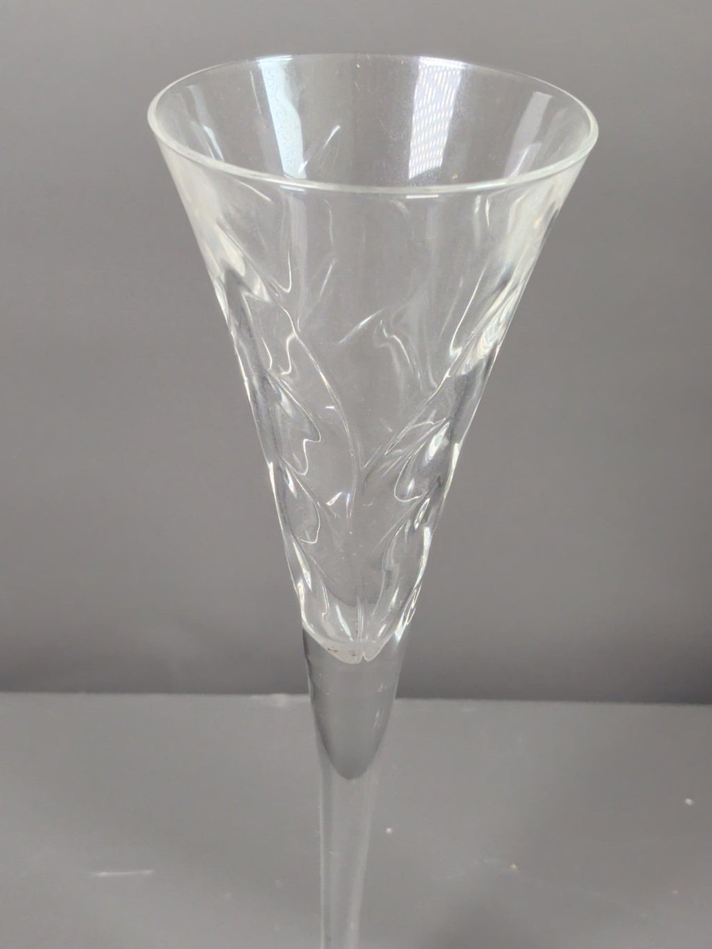 Cut crystal champagne flute detail