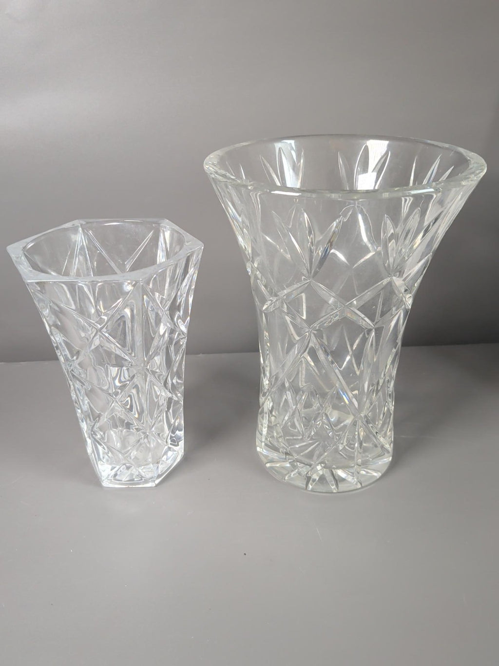 Bundle of two decorative cut glass vases