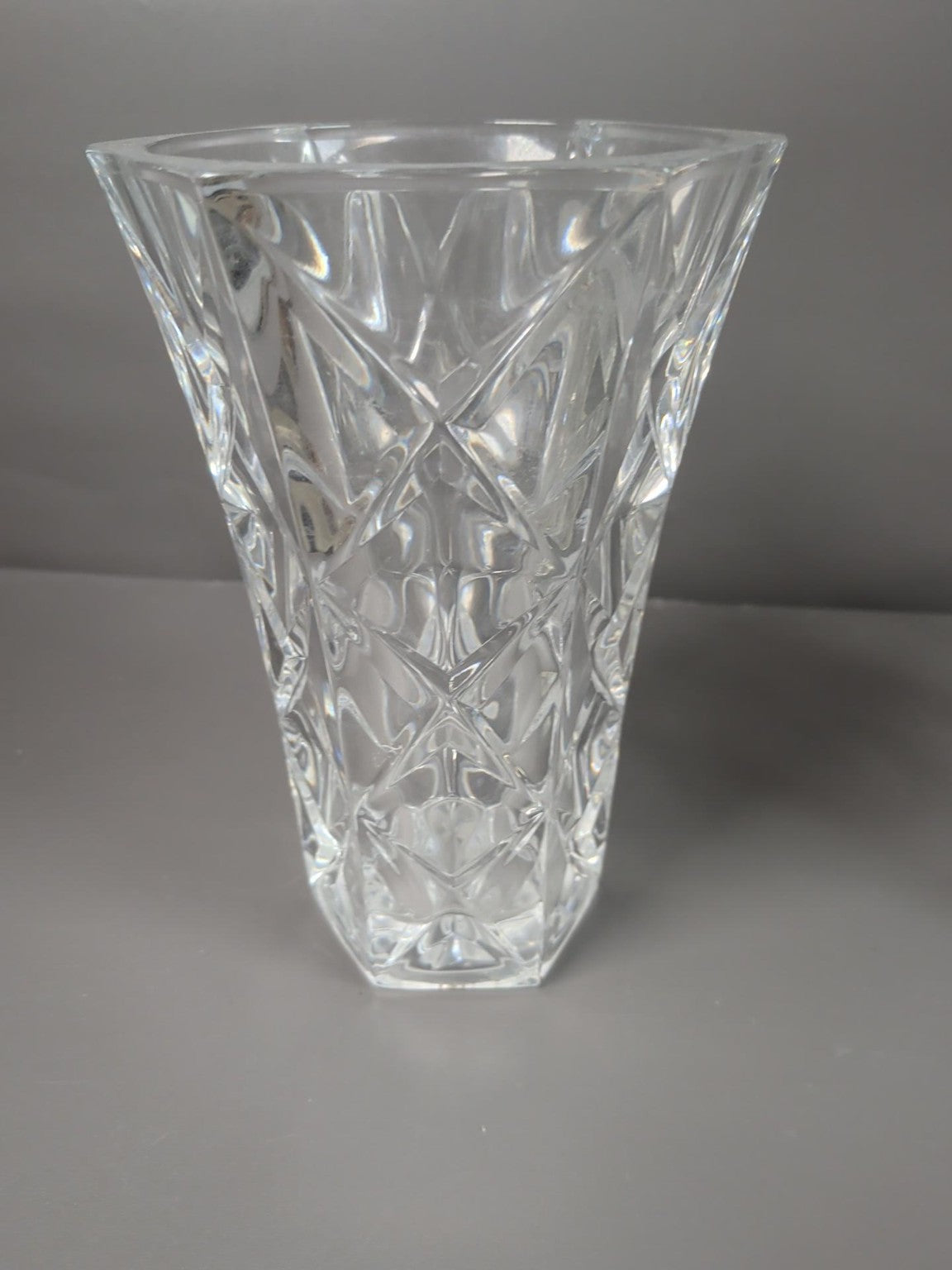 Smaller angular decorative cut glass vase