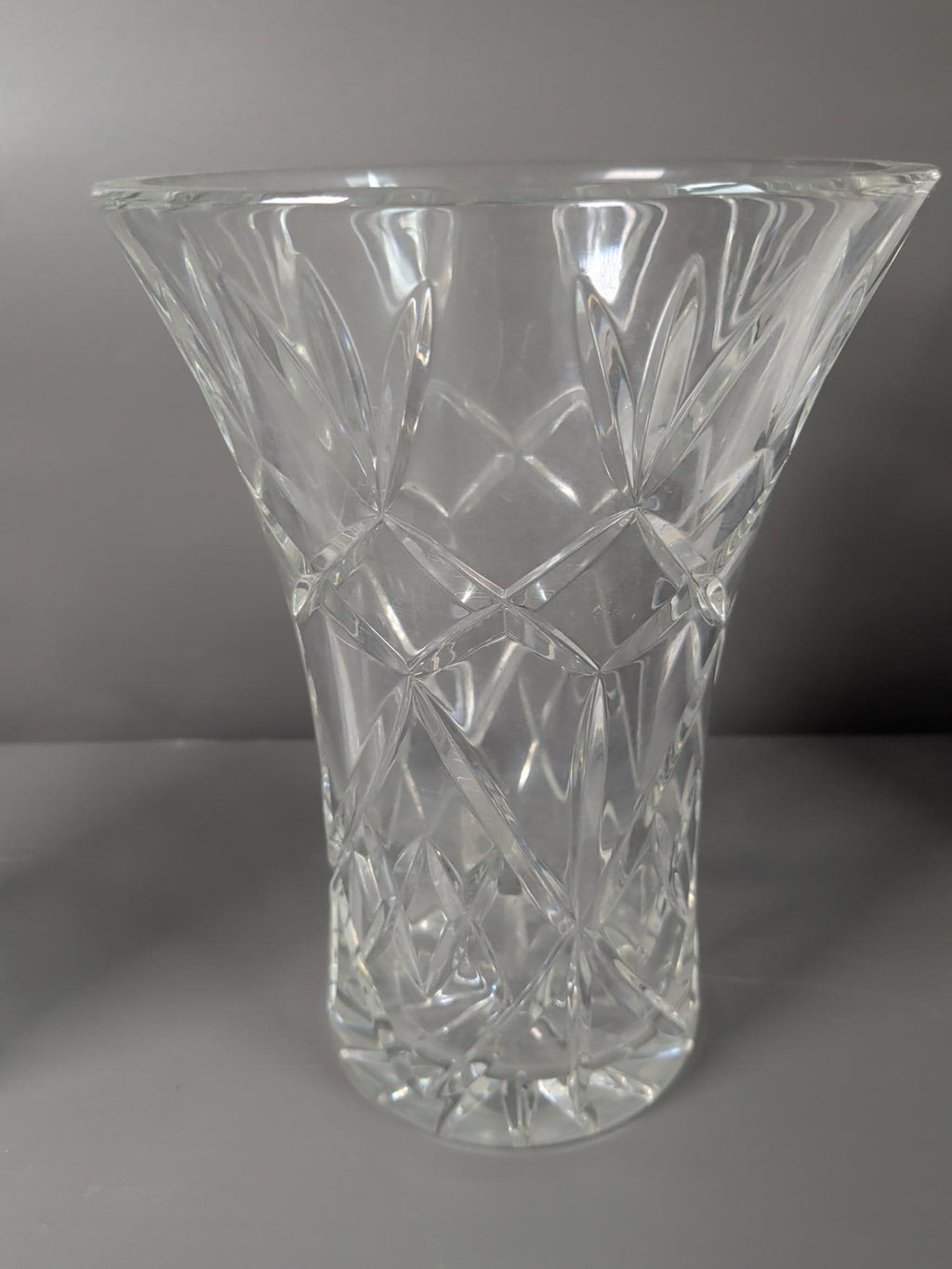 Larger flared decorative cut glass vase
