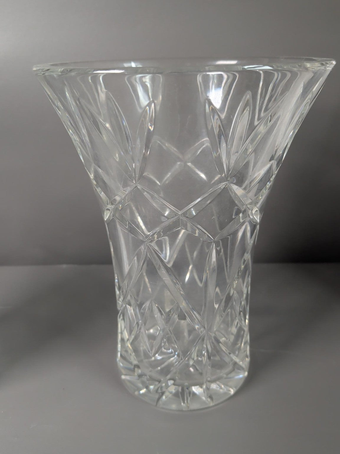 Larger flared decorative cut glass vase