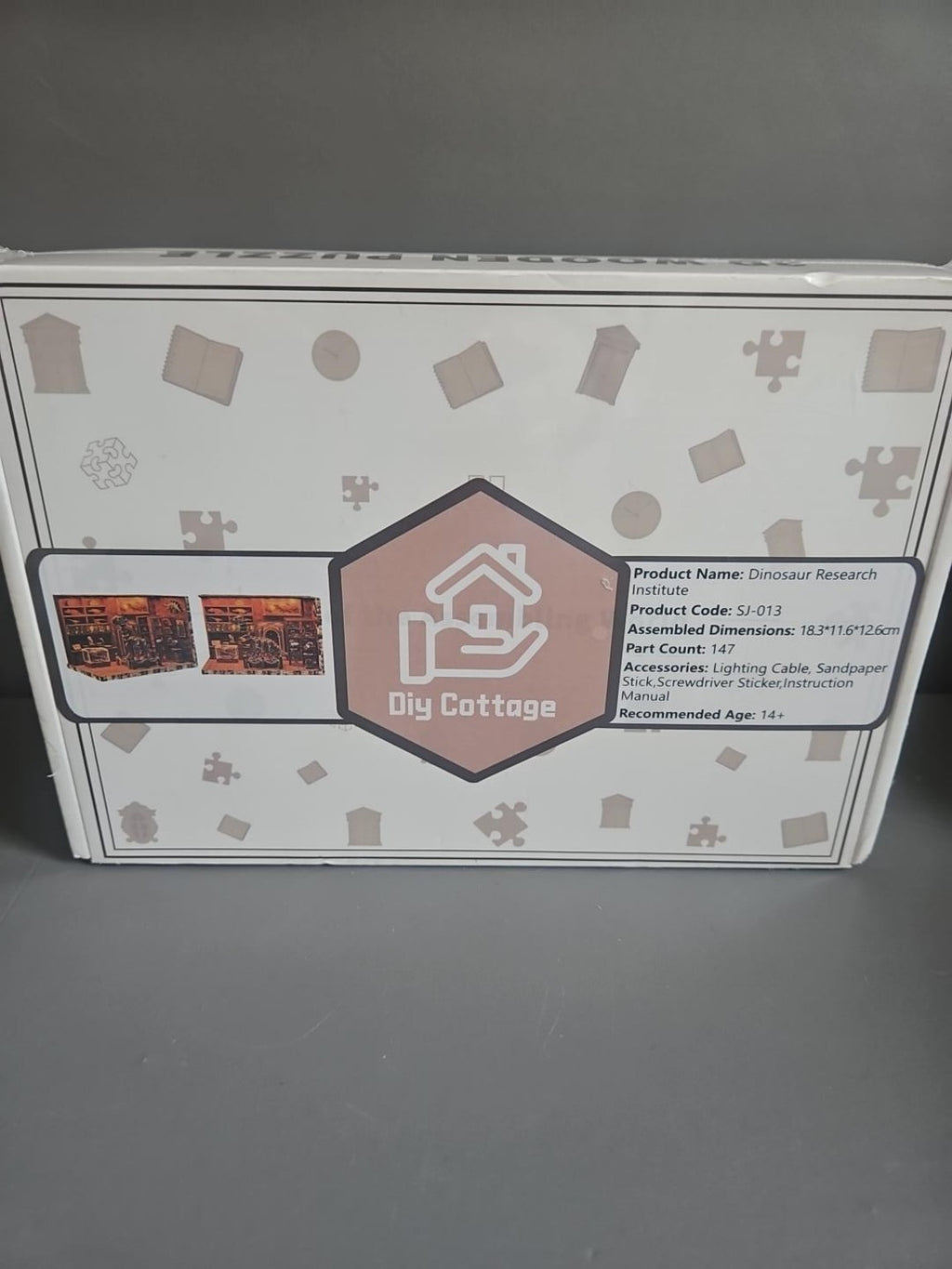 DIY Cottage Dinosaur Research Institute sealed 3D wooden puzzle kit