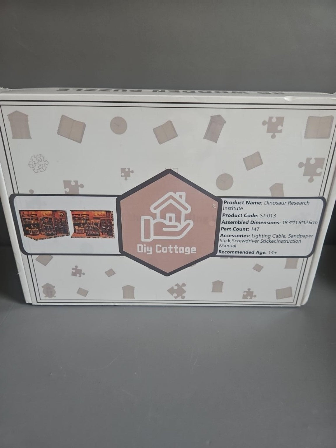 DIY Cottage Dinosaur Research Institute sealed 3D wooden puzzle kit