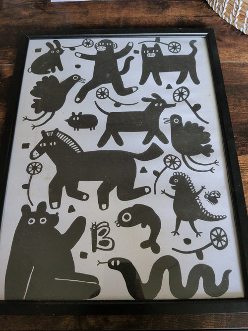 Framed Abstract Animal Print Modern Scandinavian Style Wall Art