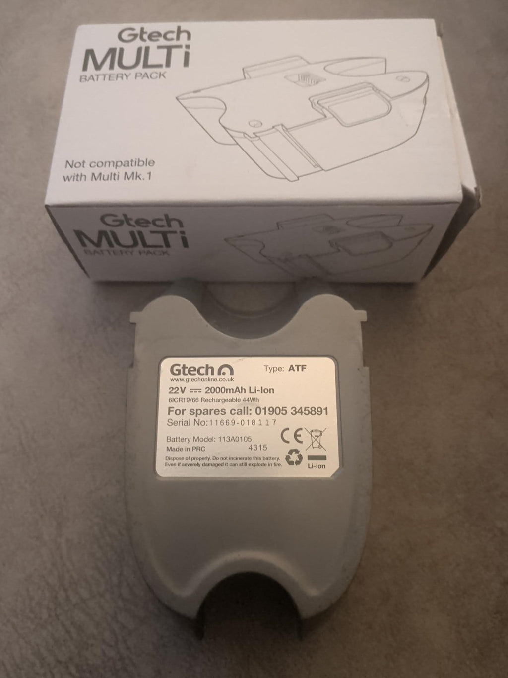 Gtech Multi genuine ATF battery pack with original box