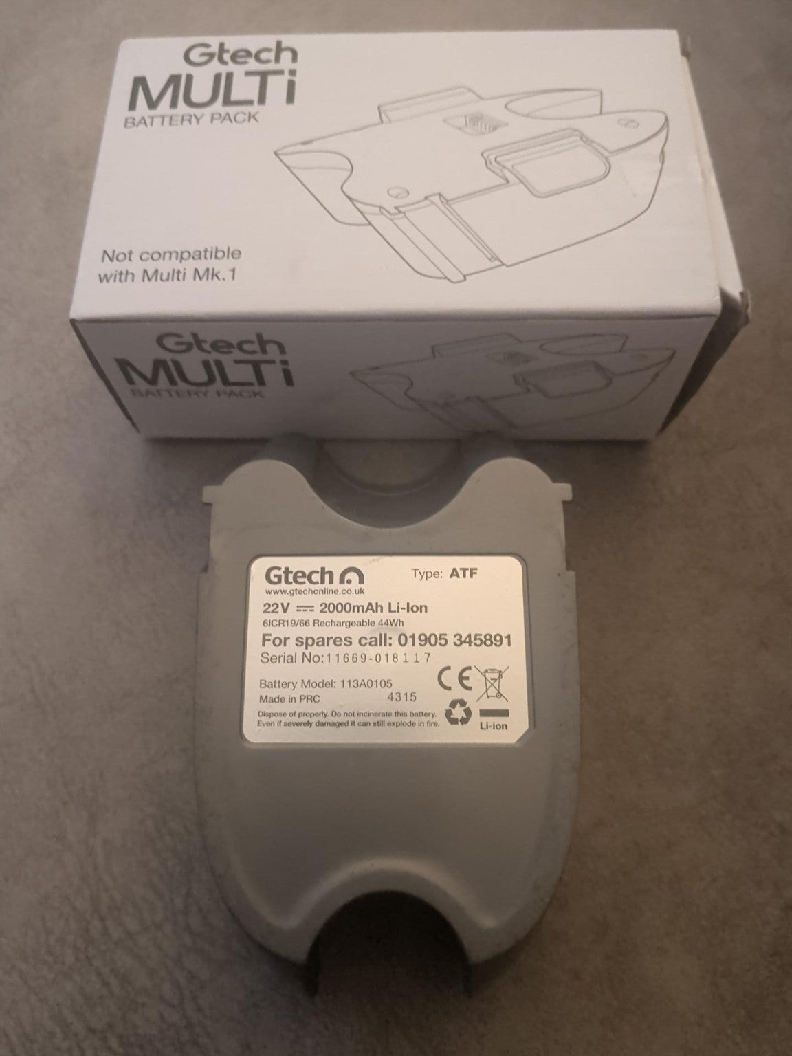 Gtech Multi genuine ATF battery pack with original box