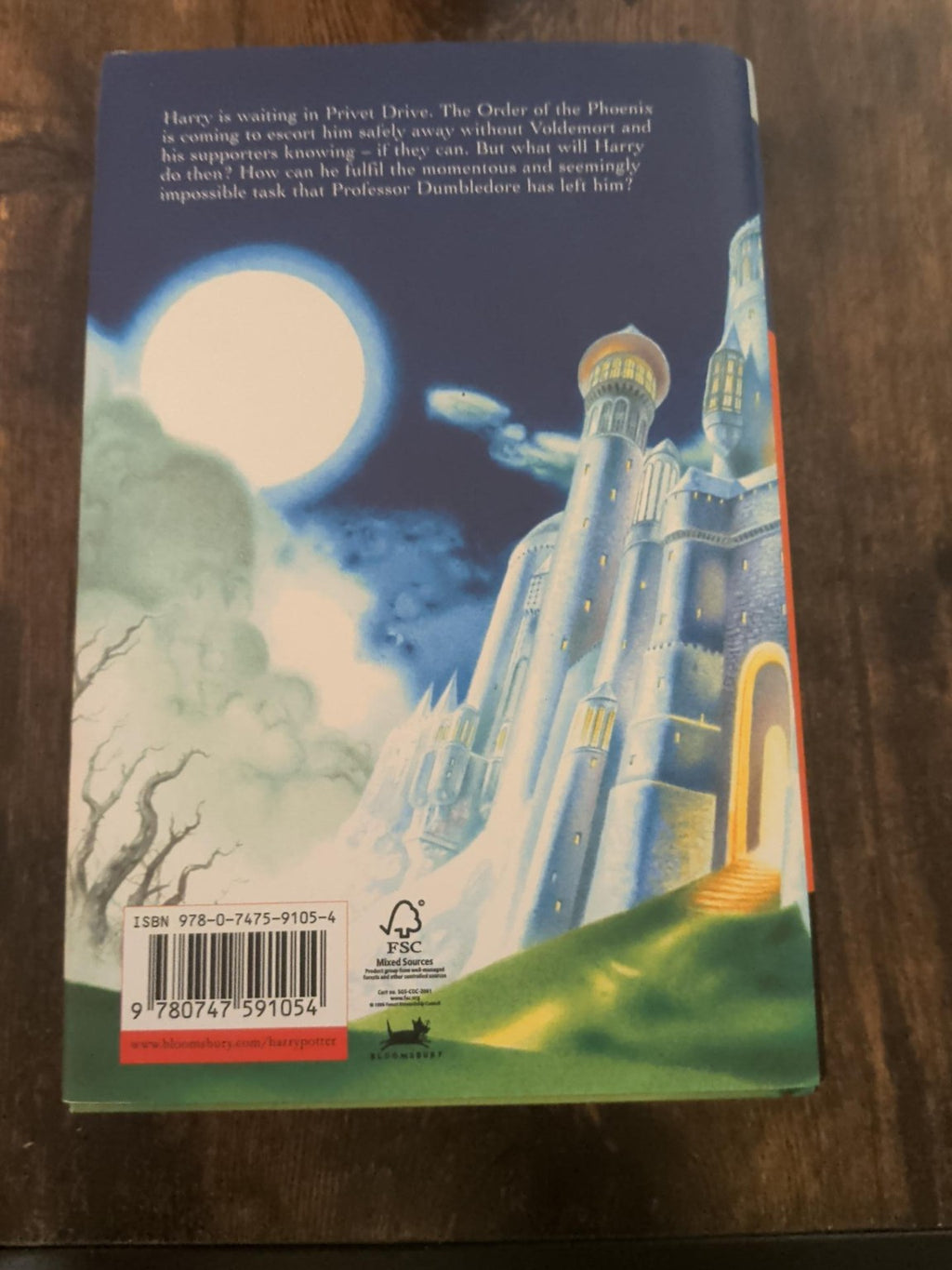 Harry Potter Deathly Hallows original Bloomsbury dust jacket back