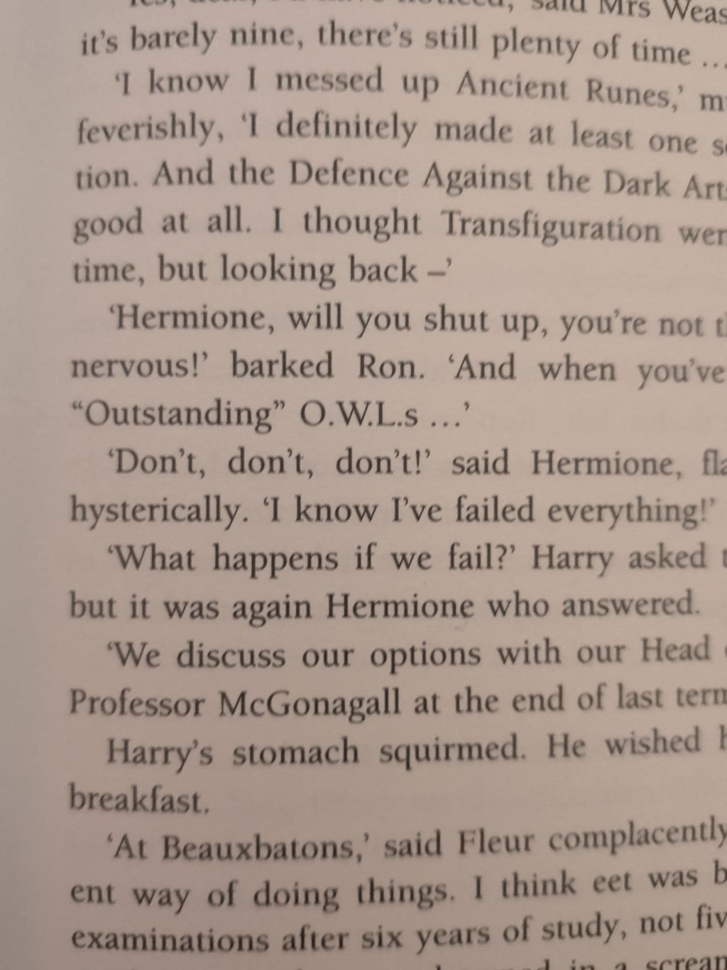 Half-Blood Prince page 99 eleven Outstanding OWLs text