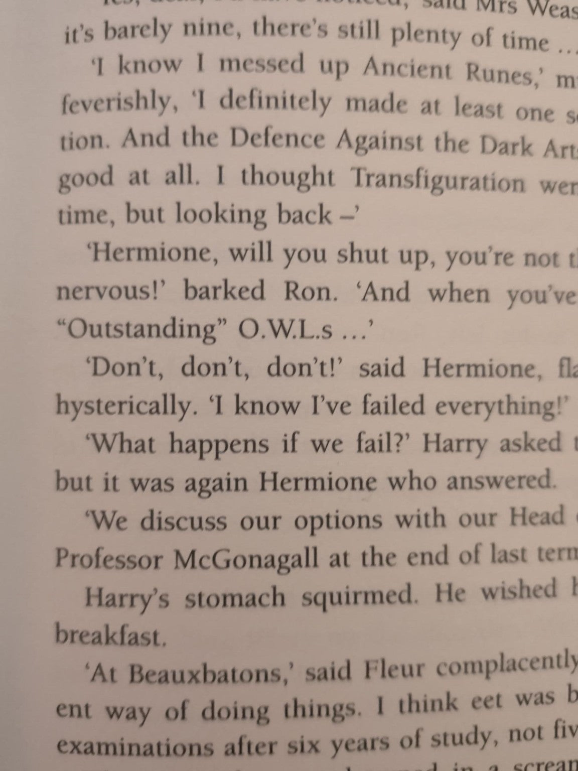 Half-Blood Prince page 99 eleven Outstanding OWLs text