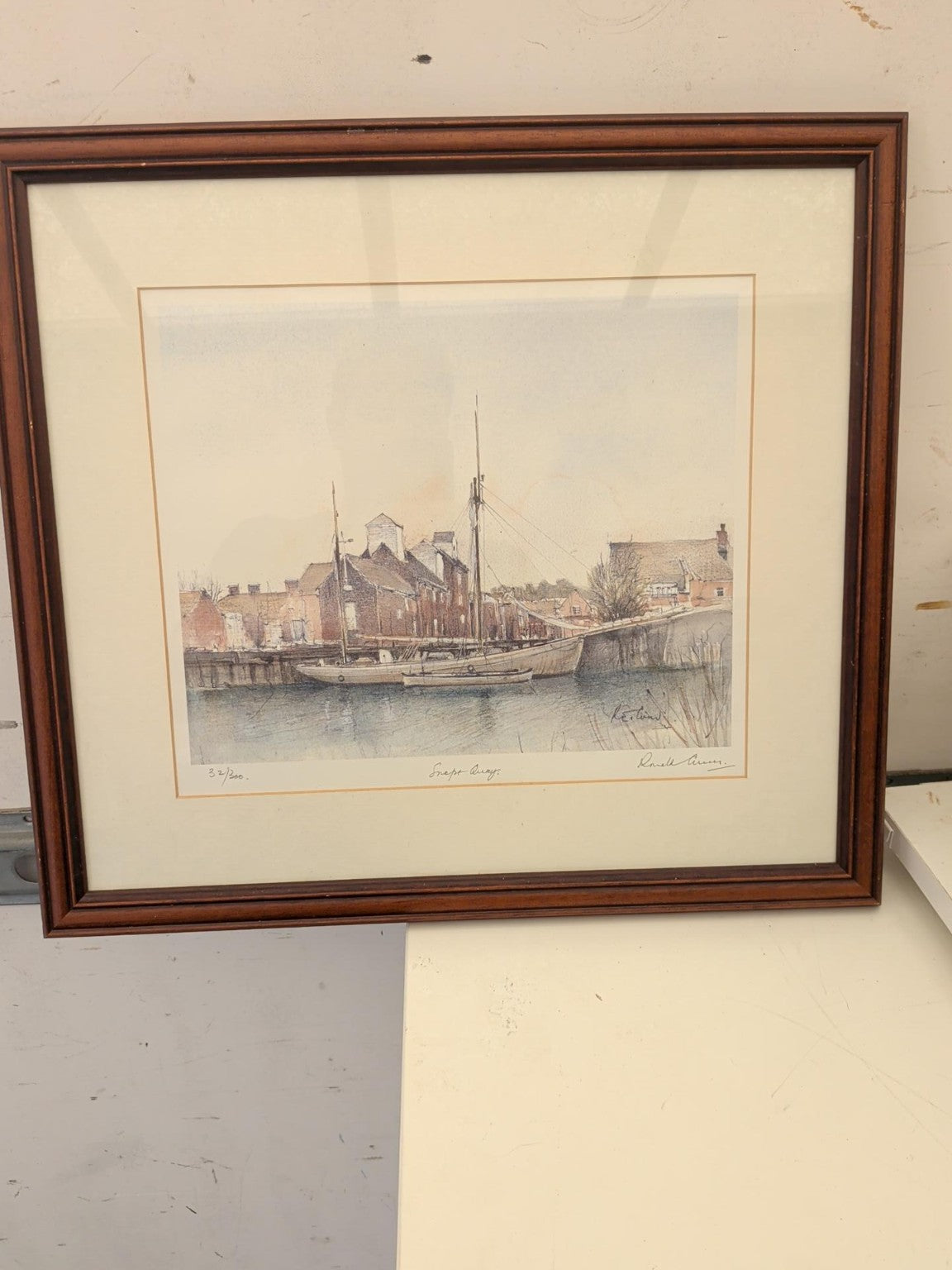 Actual framed Snape Quay limited edition quayside print