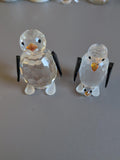 Faceted Clear Penguin Figurines with Black Wings – Pair