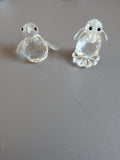 Small Clear Faceted Penguin Figurines – Pair
