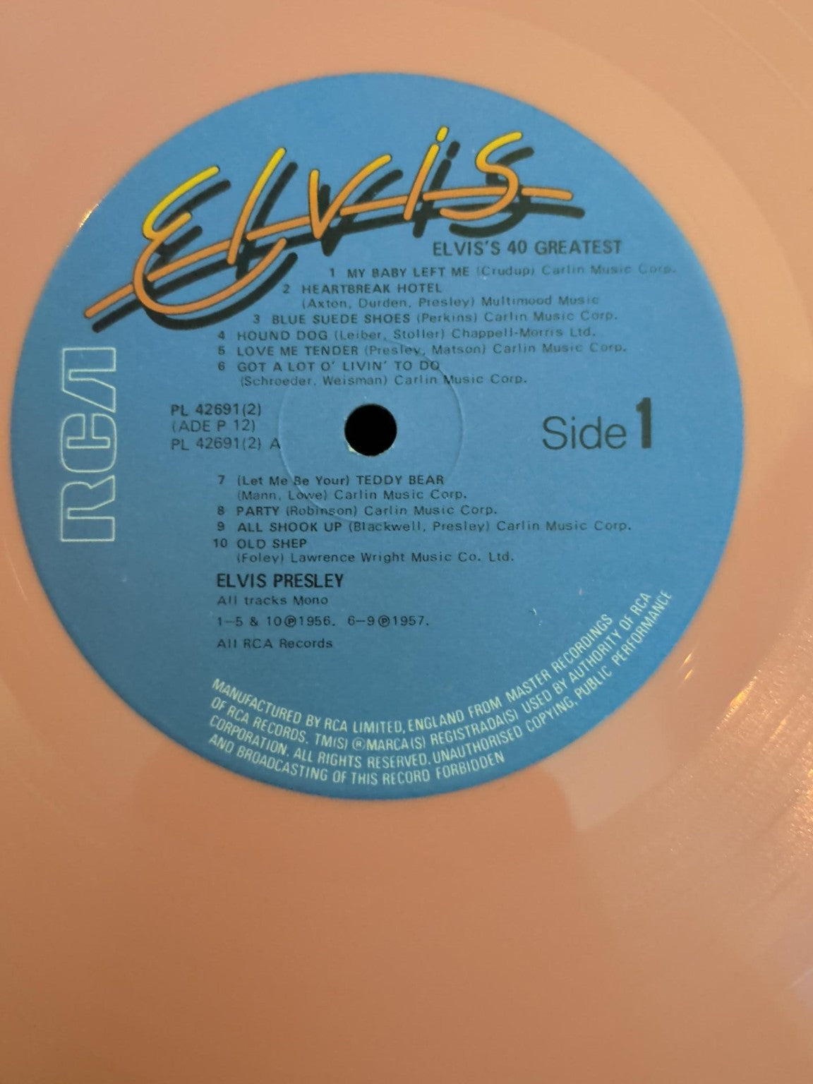 Elvis Presley Elvis's 40 Greatest pink vinyl 2LP photo 6