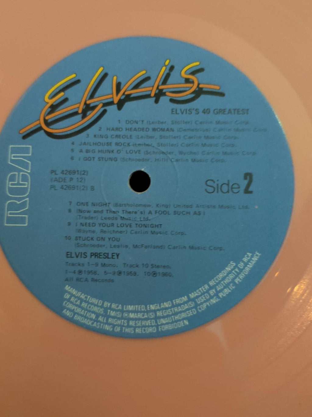 Elvis Presley Elvis's 40 Greatest pink vinyl 2LP photo 7