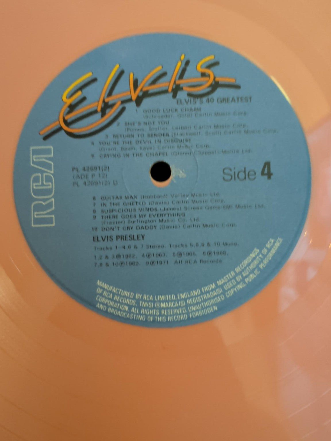 Elvis Presley Elvis's 40 Greatest pink vinyl 2LP photo 9