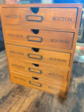 Life Ideas five drawer wooden Mercerie Bouton storage chest