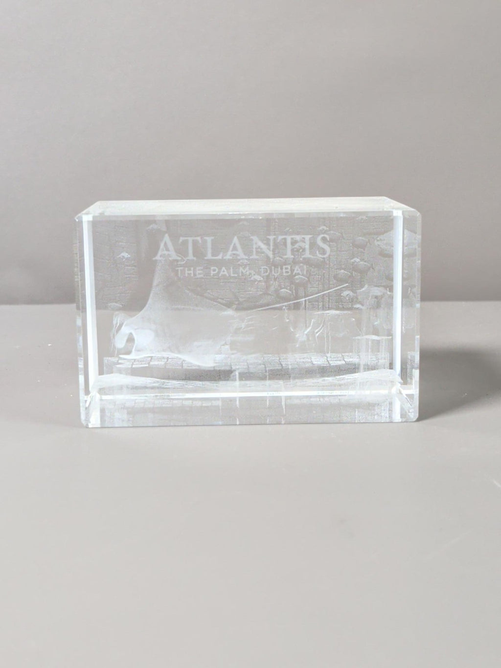 Atlantis The Palm Dubai etched crystal souvenir block