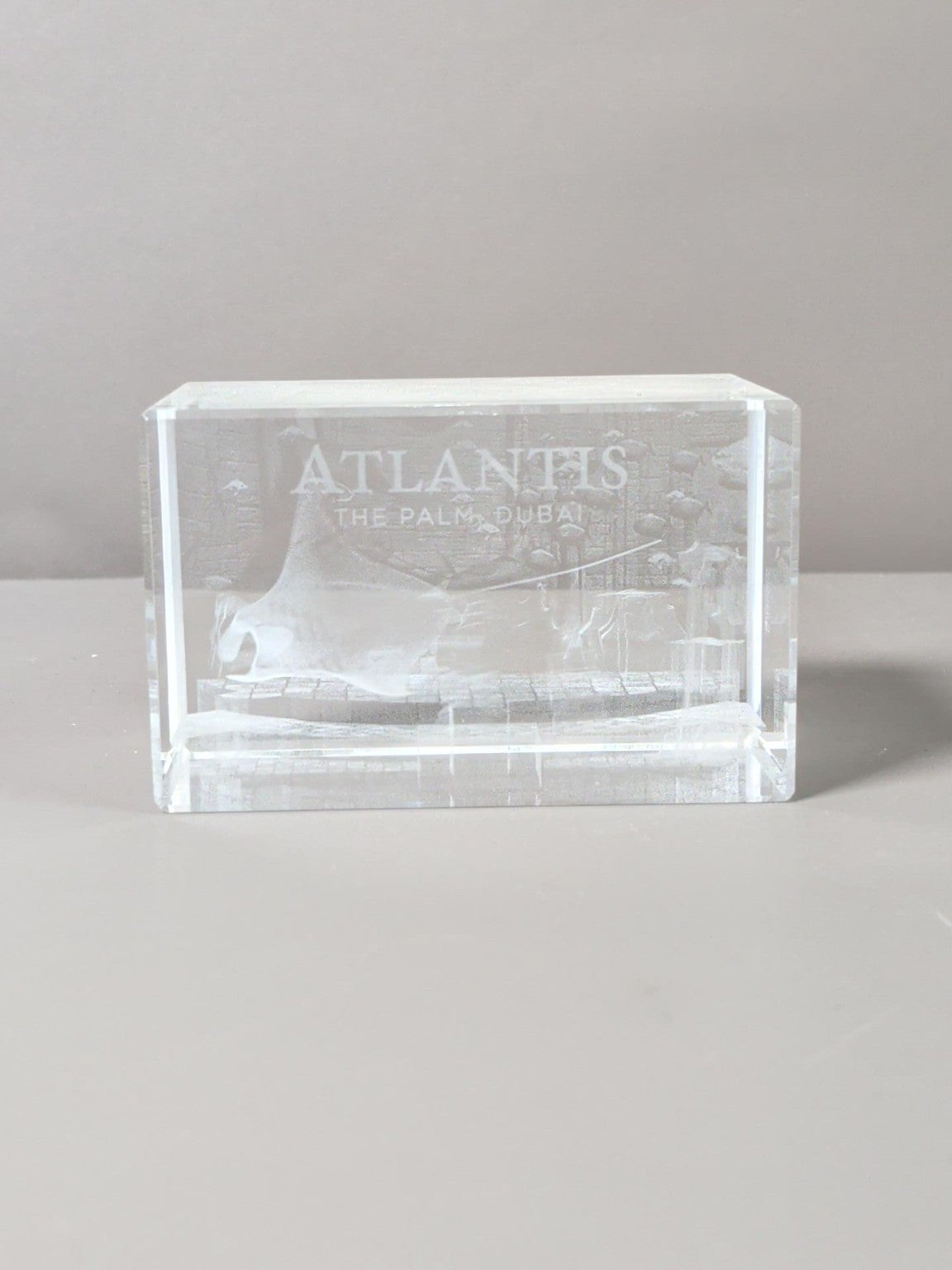 Atlantis The Palm Dubai etched crystal souvenir block