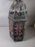 Ornate jeweled filigree metal hanging lantern