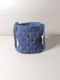 Navy Blue Crochet Floral Shoulder Bag – Zip Top