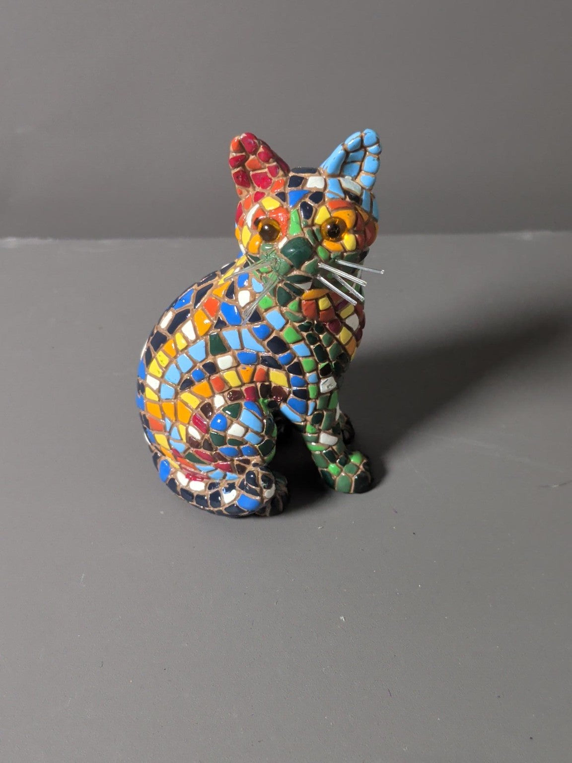 Barcino Designs Colourful Mosaic Cat Figurine