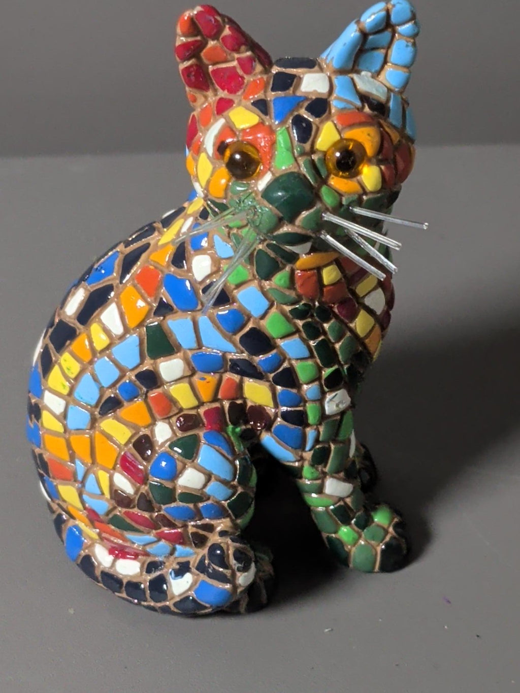 Barcino Designs Colourful Mosaic Cat Figurine