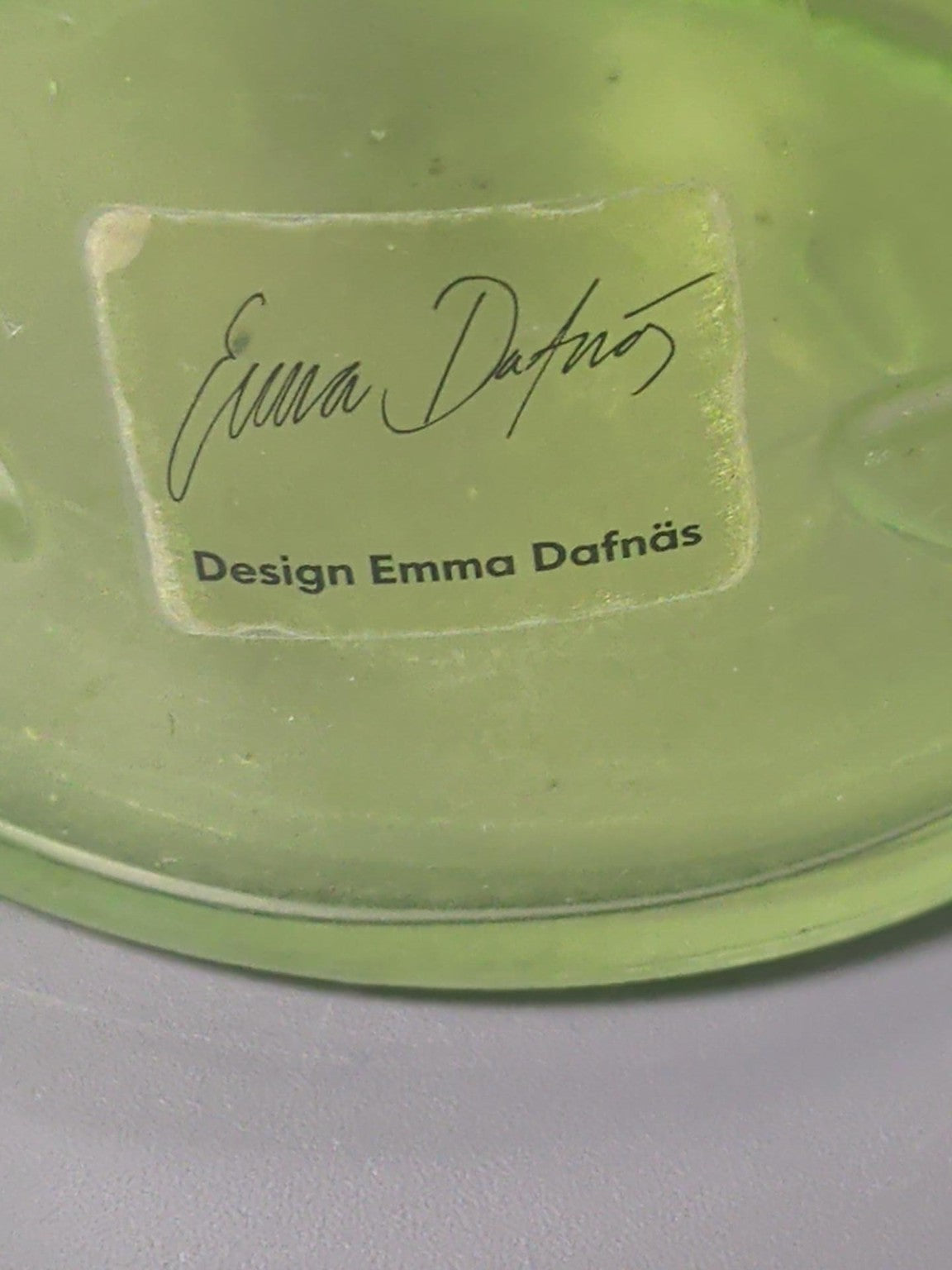 Emma Dafnäs Designer Green Glass Bottle Vase – Dragonfly Botanical Decor