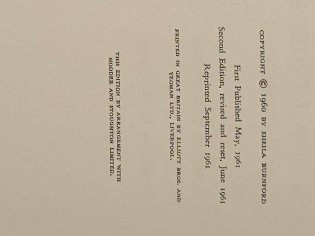 The Incredible Journey Sheila Burnford copyright page