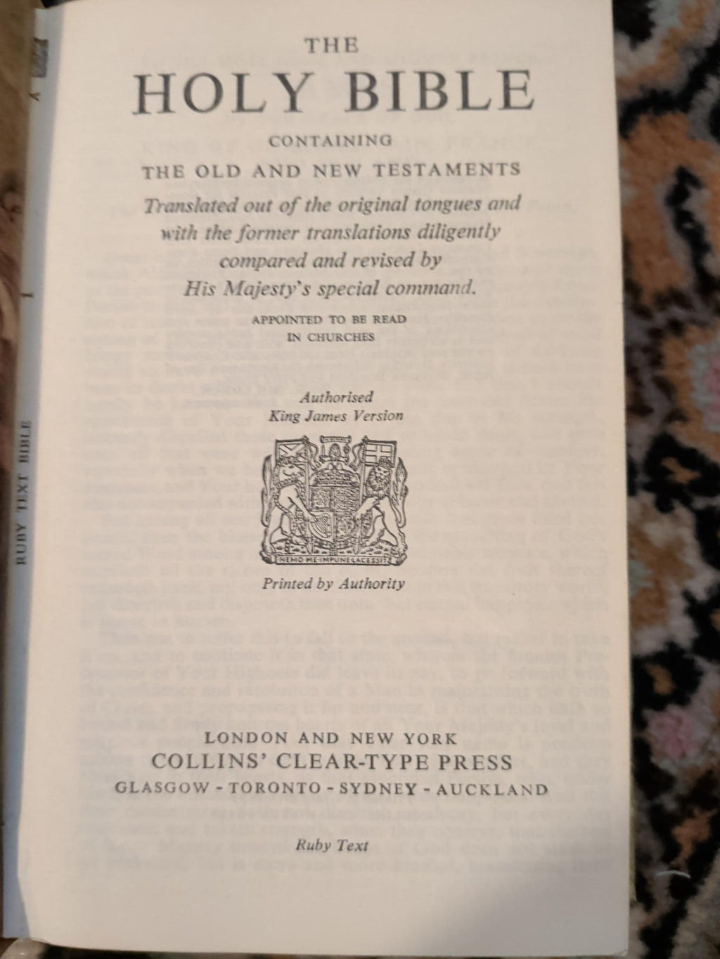Collins Clear-Type Press Authorised King James Version Ruby Text title page