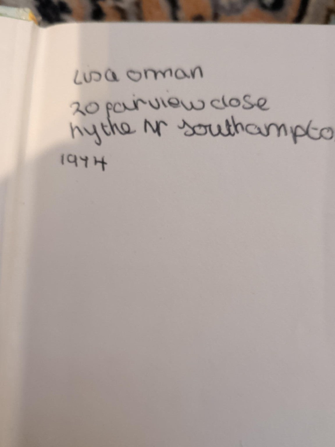 Collins Holy Bible handwritten 1974 ownership inscription