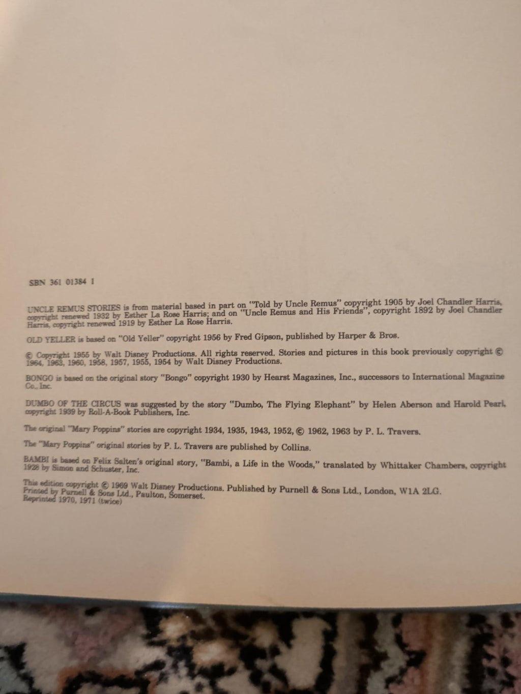 Walt Disney's Giant Story Book copyright page