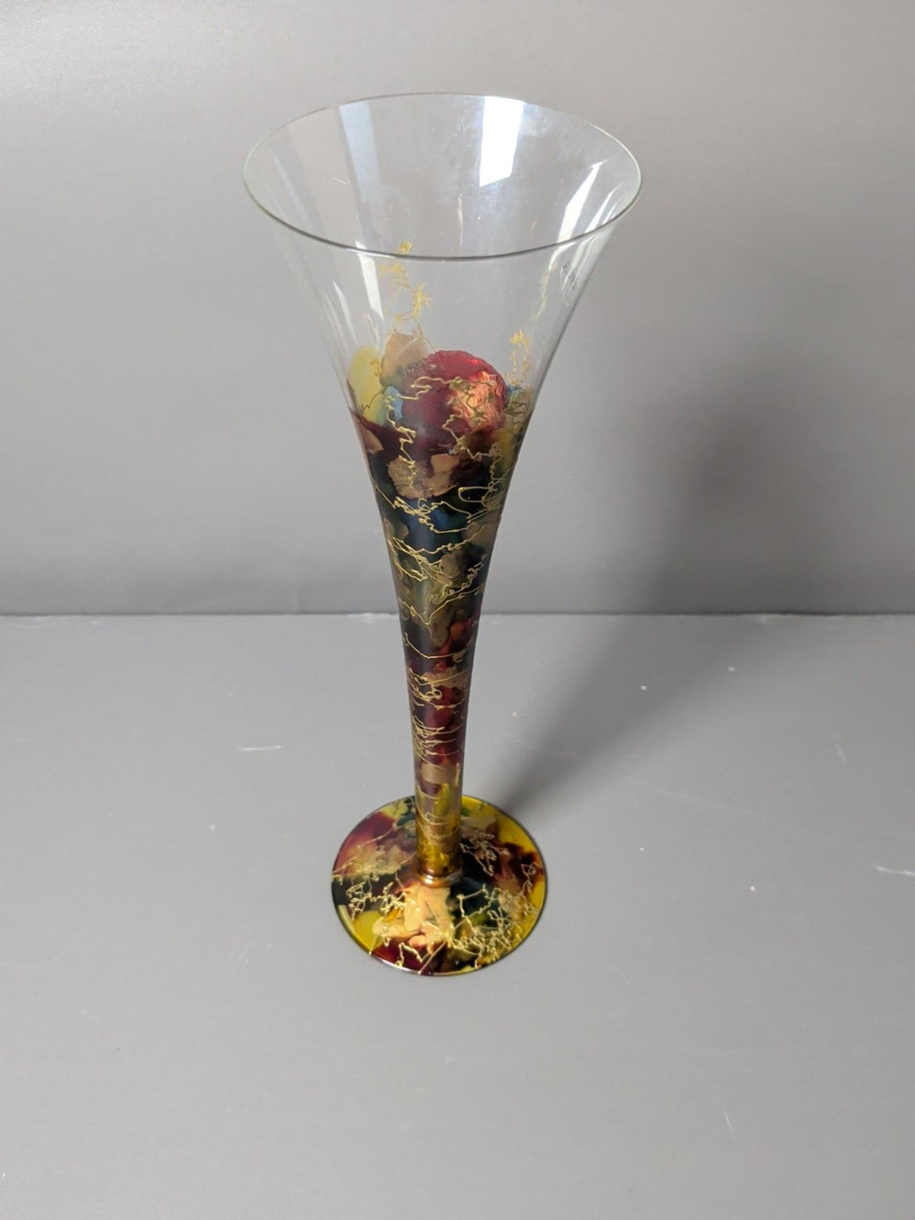 Second Irimea hand decorated art glass champagne flute
