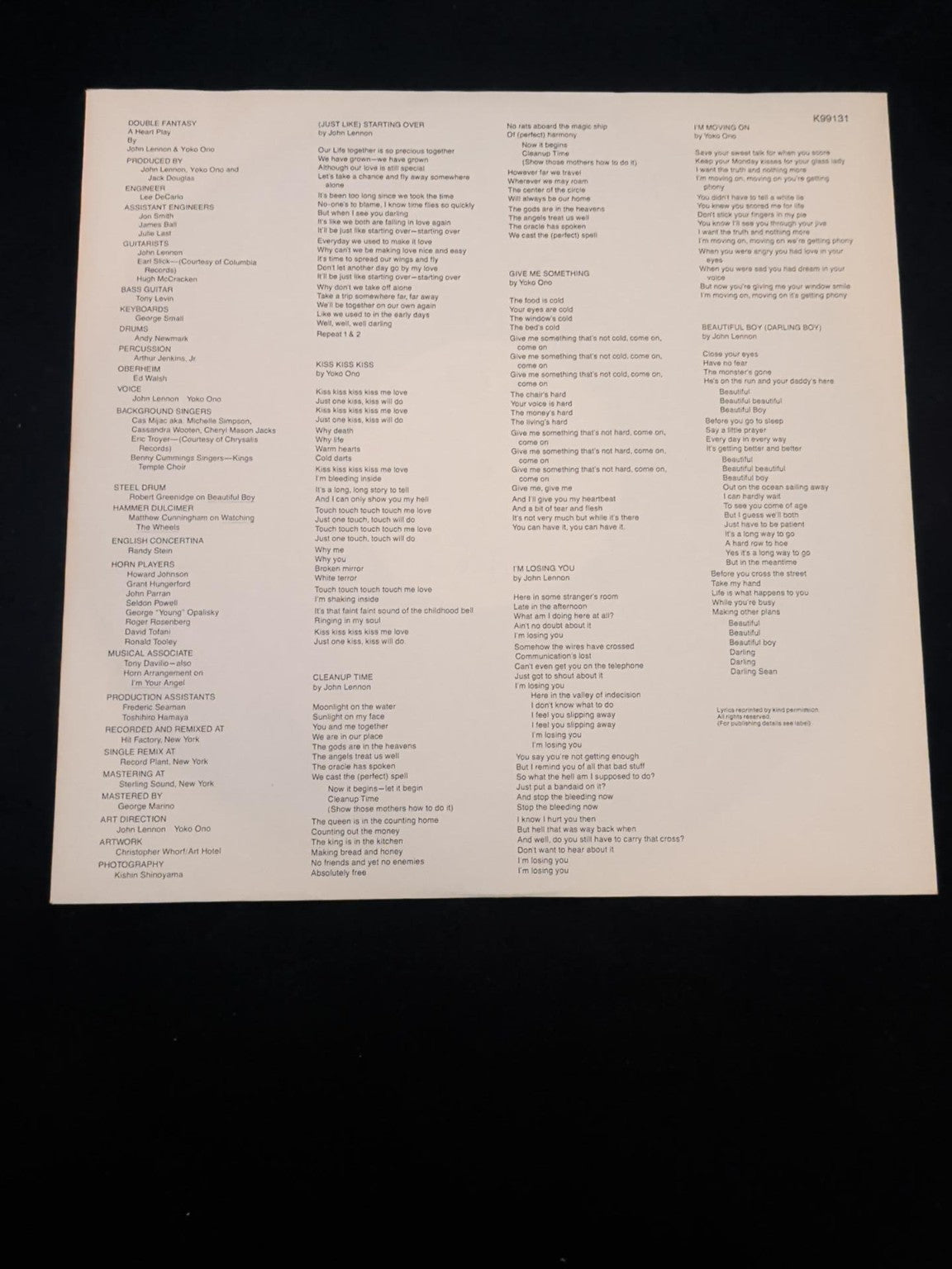 John Lennon & Yoko Ono Double Fantasy vinyl 3