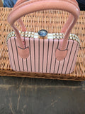 Actual pink striped Mezon jewel-top handbag