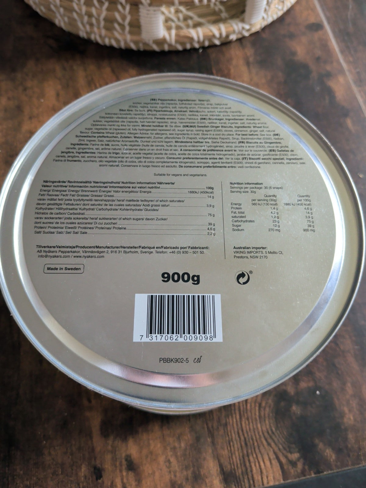 Nyakers Pepparkakor empty biscuit tin base