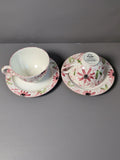 Poole Pottery hand painted floral cups and saucers set